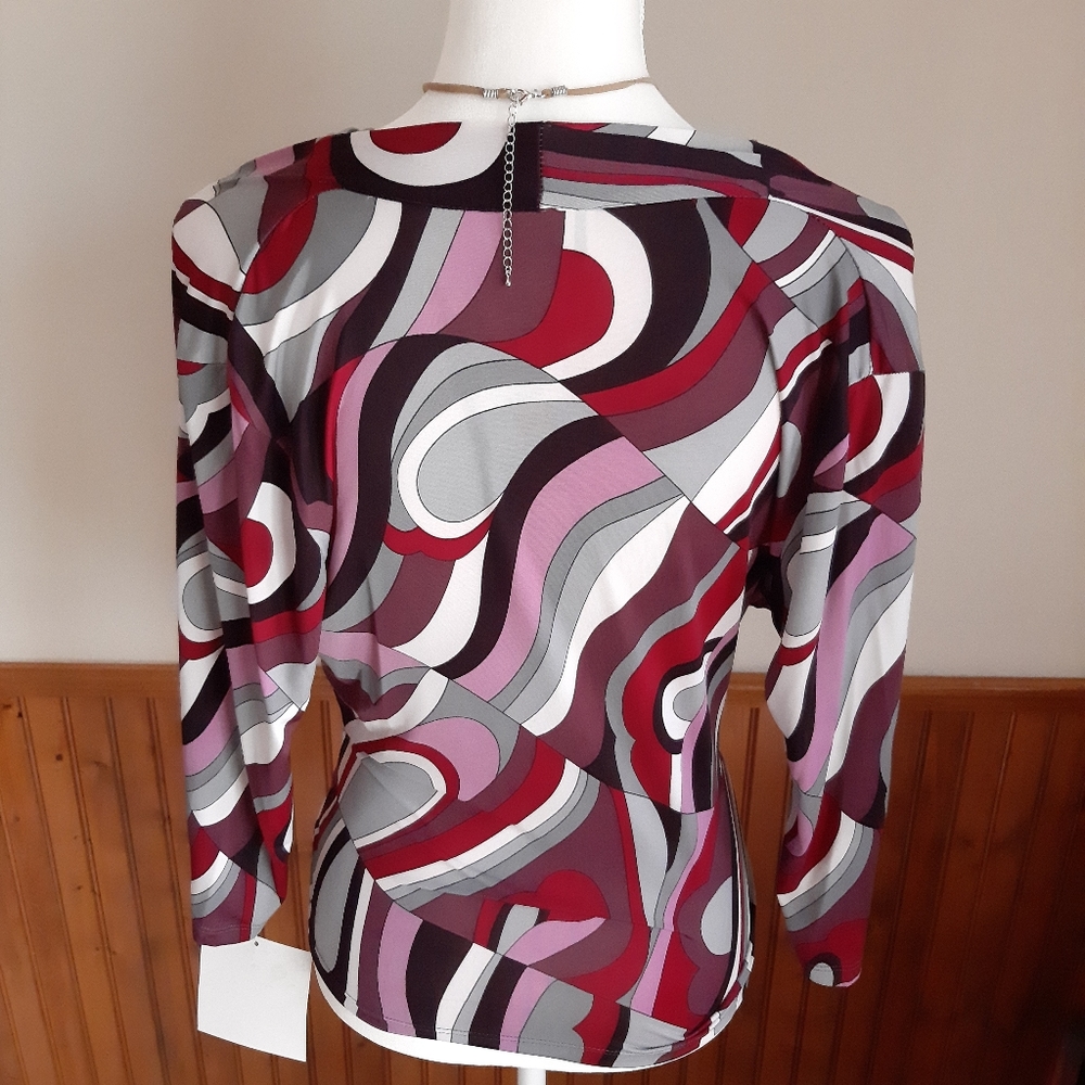 NWT Caribe Multicolor Blouse size Petite Medium - Picture 7 of 12